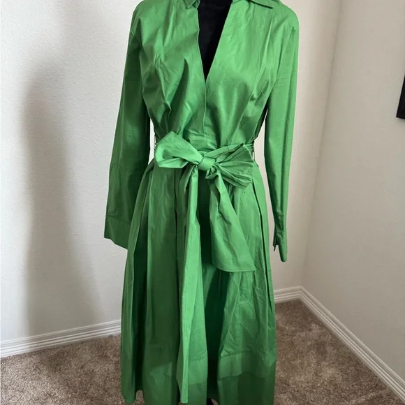 eShakti Vibrant Green Long Sleeve Dress - Picture 1 of 5